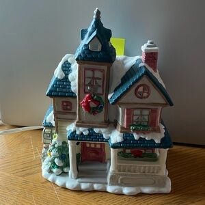 St. Nicholas Square Victorian Home w/ Porch Illuminated Hand Painted Porcelain